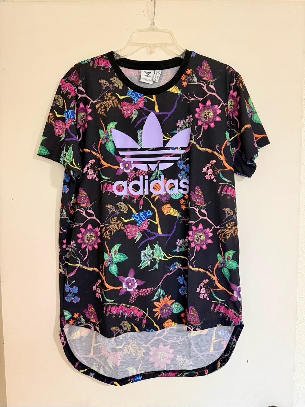 adidas Black Floral Trefoil Short Sleeve Tee